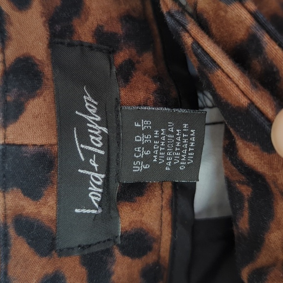 Lord & Taylor Brown Leopard Print Skinny Pants Size 6 - Picture 2 of 6